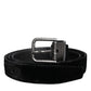 Black Leather Metal Buckle Classic Belt