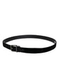 Black Leather Metal Buckle Classic Belt