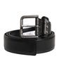 Black Leather Metal Buckle Classic Belt