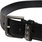 Black Leather Metal Buckle Classic Belt
