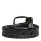 Black Leather Silver Tone Metal Buckle Belt