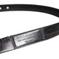 Black Leather Silver Tone Metal Buckle Belt