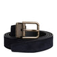 Black Goat Leather Metal Buckle Classic Belt