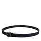 Black Goat Leather Metal Buckle Classic Belt