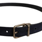 Black Goat Leather Metal Buckle Classic Belt
