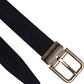 Black Goat Leather Metal Buckle Classic Belt