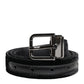 Black Leather Metal Buckle Classic Belt