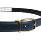 Blue Leather Metal Buckle Classic Belt