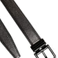 Black Leather Classic Metal Logo Buckle Belt