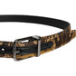 Multicolor Jacquard Leather Logo Buckle Belt