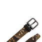 Multicolor Jacquard Leather Logo Buckle Belt