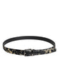 Multicolor Jacquard Leather Logo Buckle Belt