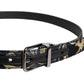 Multicolor Jacquard Leather Logo Buckle Belt
