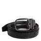 Black Brown Leather Classic Metal Buckle Belt