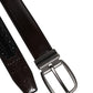 Black Brown Leather Classic Metal Buckle Belt