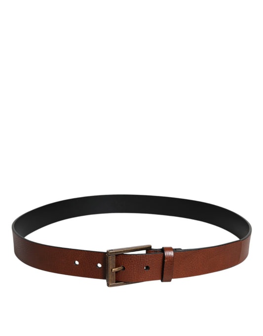 Brown Calf Leather Classic Metal Buckle Belt