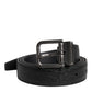 Black Calf Leather Classic Metal Buckle Belt