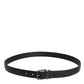 Black Calf Leather Classic Metal Buckle Belt