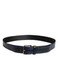 Black Blue Polyester Printed Metal Buckle Belt