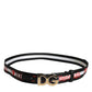 Black White Printed Metal Logo Buckle Belt