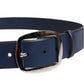 Blue Calf Leather Classic Metal Buckle Belt