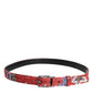Red Floral DG Embellished Metal Buckle Belt