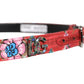 Red Floral DG Embellished Metal Buckle Belt