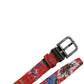 Red Floral DG Embellished Metal Buckle Belt