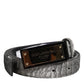 Silver Classic Gold Logo Plaque Buckle Belt