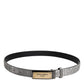 Silver Classic Gold Logo Plaque Buckle Belt