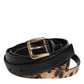 Black Leopard Classic Gold Metal Buckle Belt