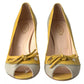 Yellow Off White Peep Toe Heels Pumps Shoes