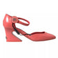 Peach Leather Ankle Strap Heels Sandals Shoes