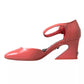 Peach Leather Ankle Strap Heels Sandals Shoes