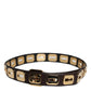 Dark Brown Leather Gold Rotating Buckle Belt
