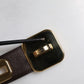 Dark Brown Leather Gold Rotating Buckle Belt
