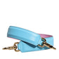 Pink Blue Leather Handle Bag Shoulder Strap