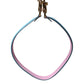 Pink Blue Leather Handle Bag Shoulder Strap