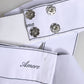 White Waist Ribbon Wide Bow Logo Belt