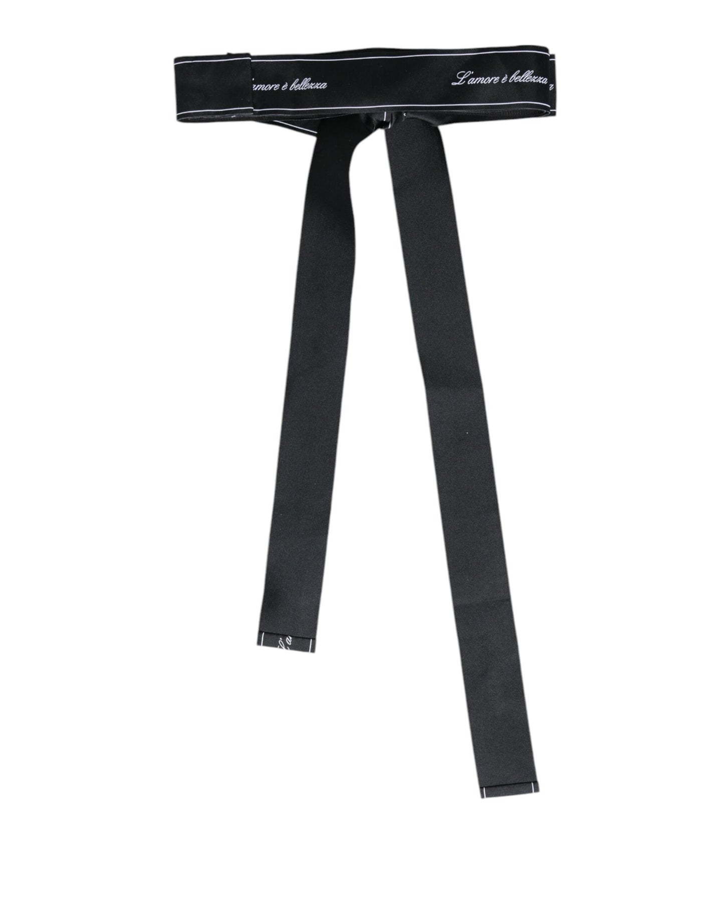 Black Waist Ribbon Wide Bow Logo Belt
