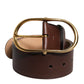 Brown Logo Engraved Metal Waist Buckle Belt