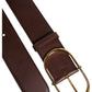Brown Logo Engraved Metal Waist Buckle Belt