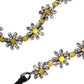 Black Leather Daisy Crystal Embellish Waist Belt