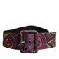 Multicolor Floral Jacquard Wide Waist Belt