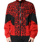 Red Leopard Nylon Bomber Full Zip Jacket