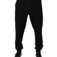 Black Cotton Mid Waist Jogger Sweatpants Pants