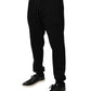 Black Cotton Mid Waist Jogger Sweatpants Pants