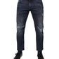 Blue Cotton Stretch Skinny Men Denim Jeans