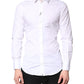 White Cotton Stretch GOLD Dress Formal Shirt