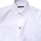 White Cotton Stretch GOLD Dress Formal Shirt